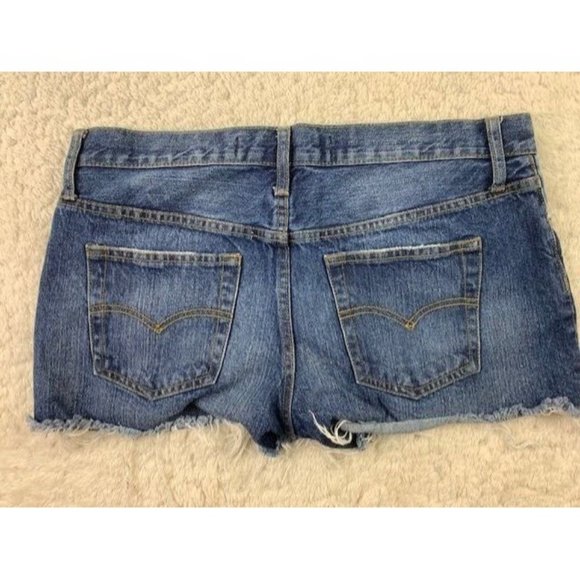 Denim & Co  10 Womens Denim Jean Shorts Mid Rise Cut Off Raw Hem  Distre… - Picture 3 of 3